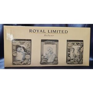 NIB Set of 3 Mini Photo Frames Royal Limited Silver - Round, Oval, Square